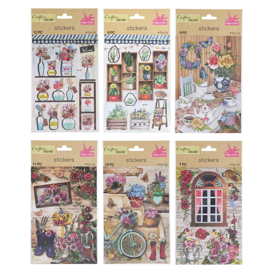 Bulk Crafter's Square Floral Handmade Window Stickers Dollar Tree