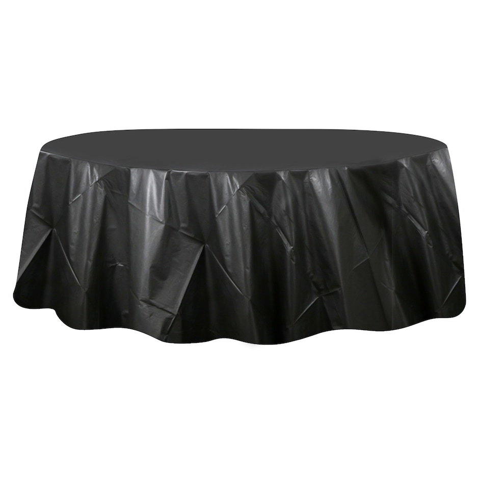 Bulk Round Black Plastic Table Covers, 84 in. Dollar Tree