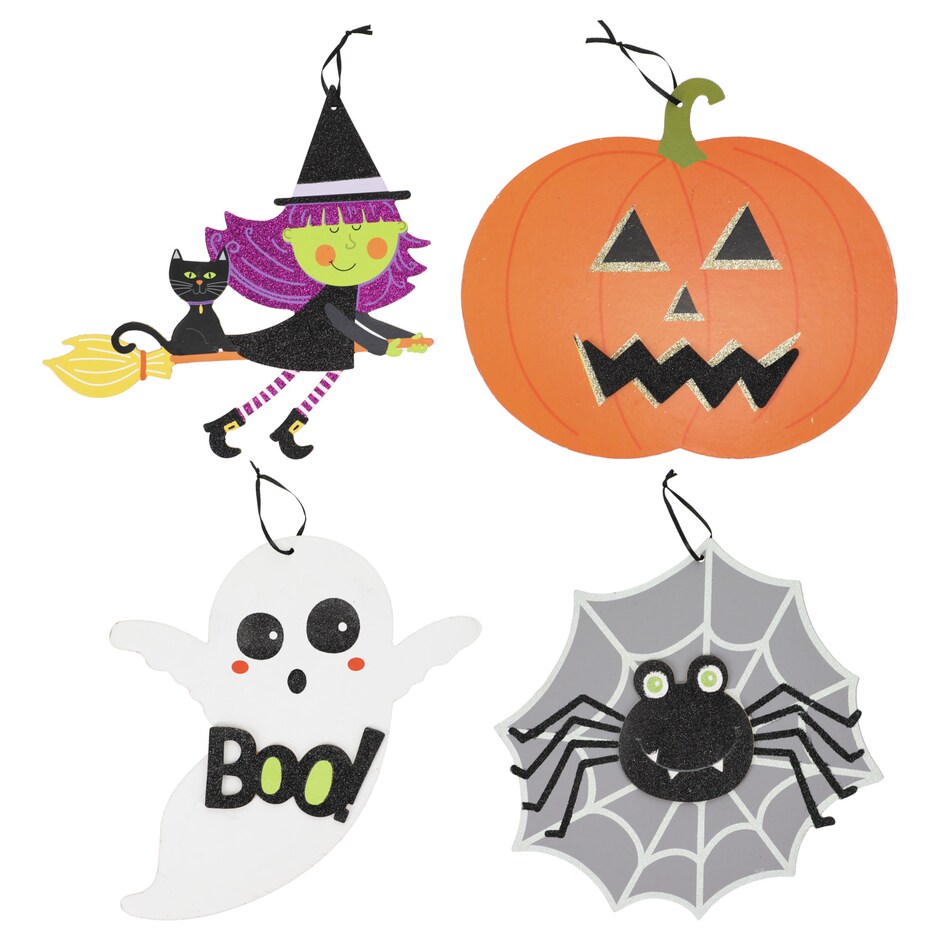 Cute Halloween-Themed Glitter Signs, 11.5x10.25 in.