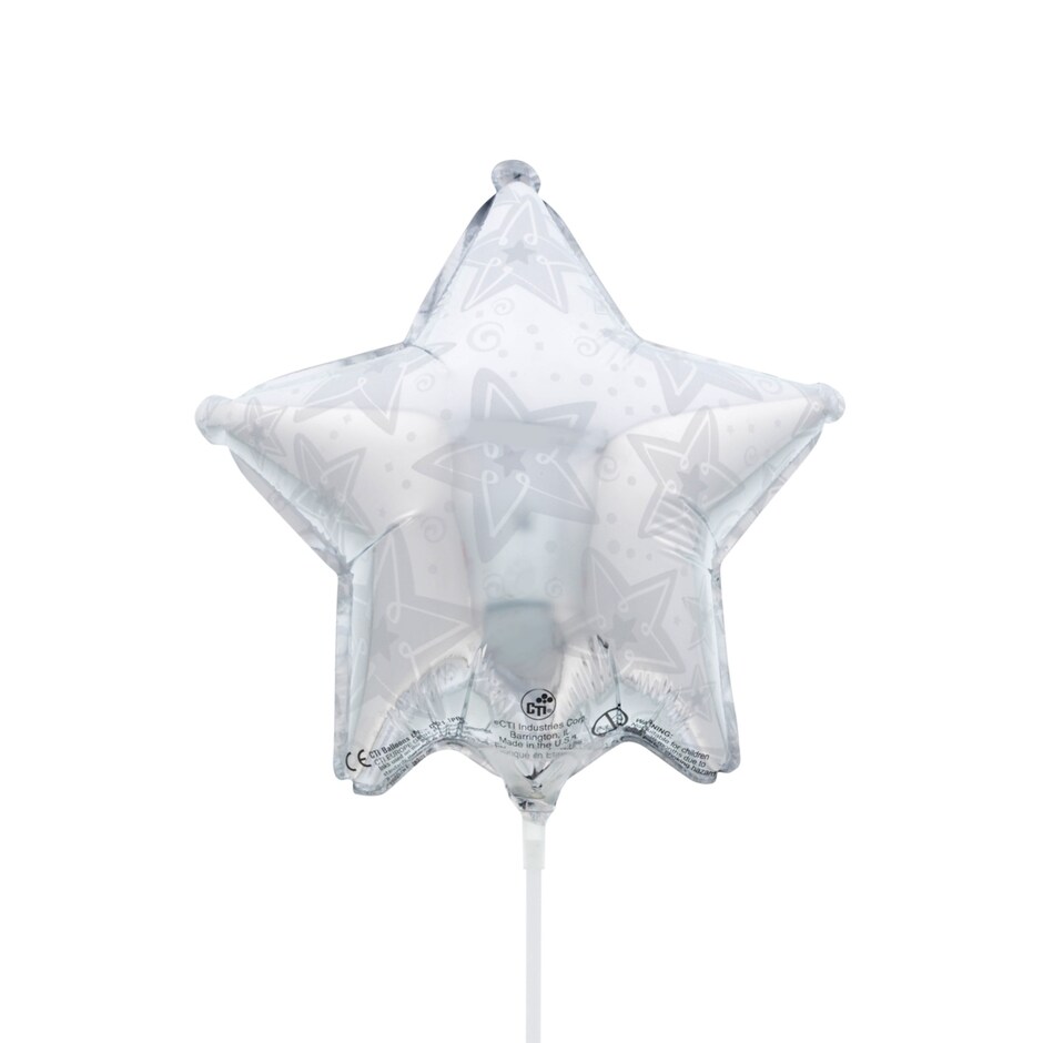 Estrellitas Plateadas Brillantes con Palito - 9 Pulgadas Ya Infladas 4