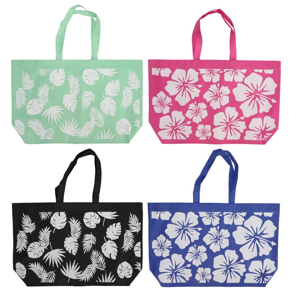 Bulk Summertime Printed Beach Tote Bags, 13x16 in. Dollar Tree