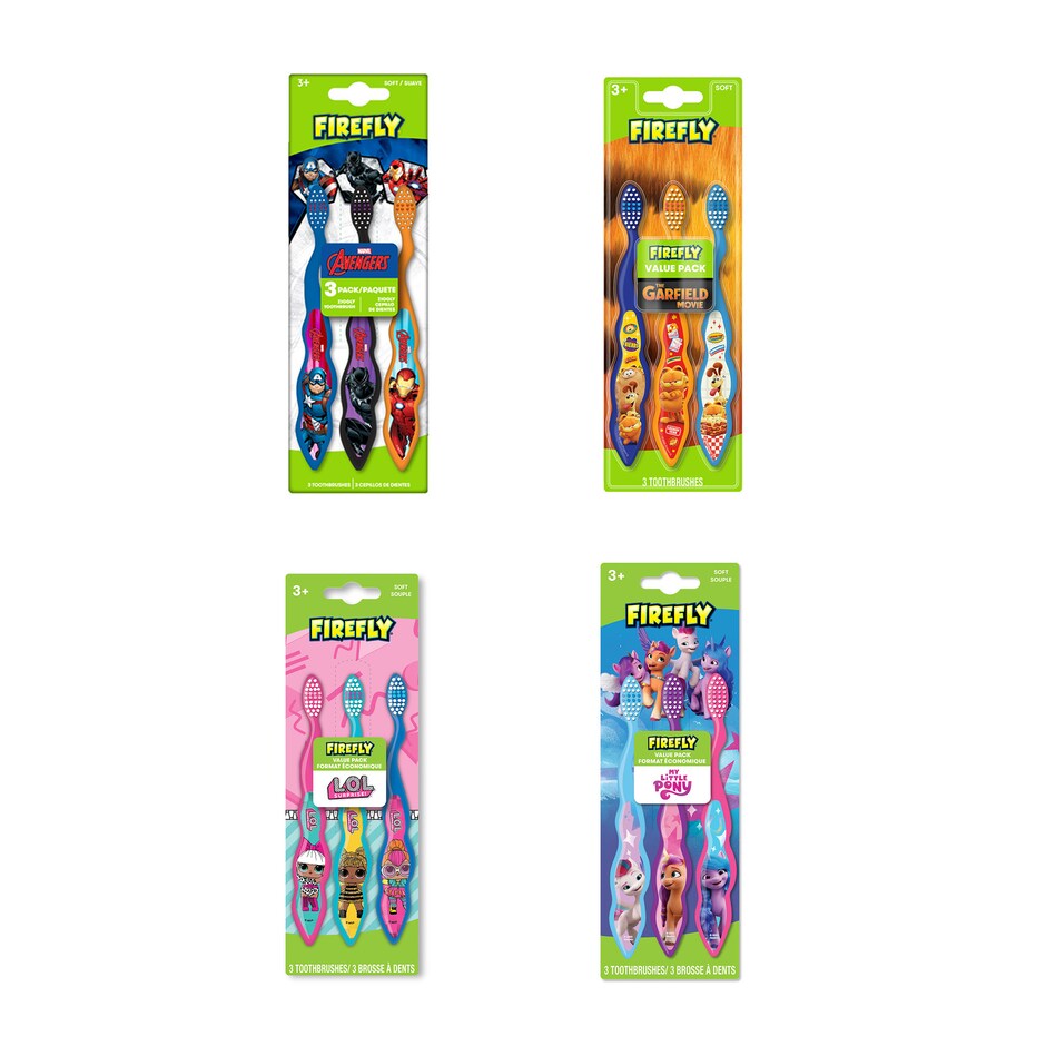 Cepillos de Dientes Firefly pa Ninos, Personajes Chulos, Pack de 3 5