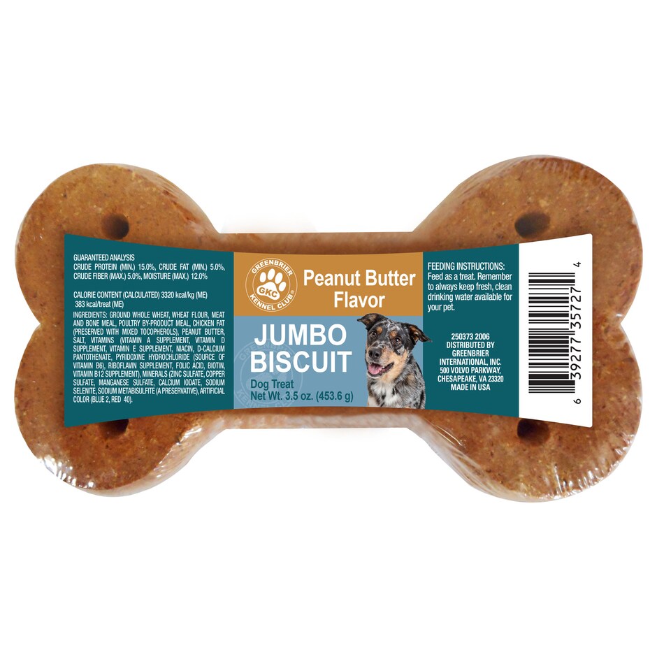 Bulk Greenbrier Kennel Club Peanut Butter Flavored Dog Biscuits, 3.5 oz
