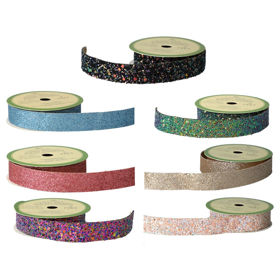 Bulk Floral Garden Chunky Glitter Ribbon, 5ft. Rolls Dollar Tree