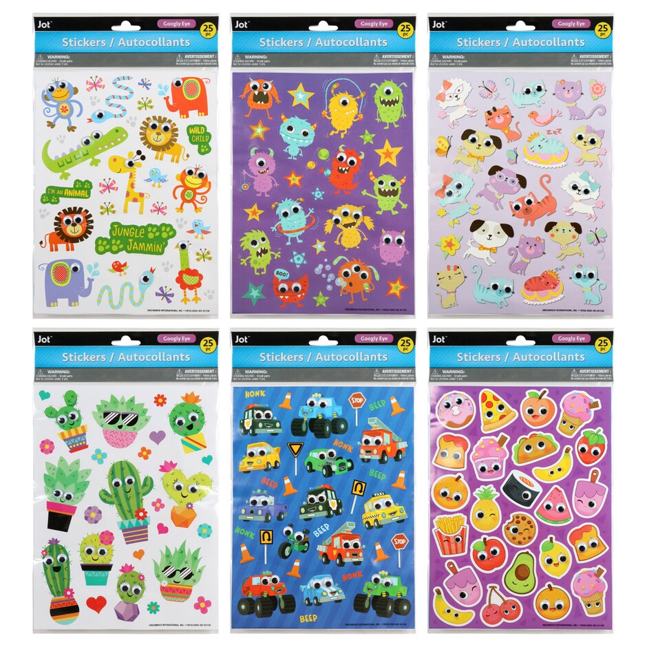 Jot Assorted GooglyEye Stickers, 25ct. Packs Dollar Tree