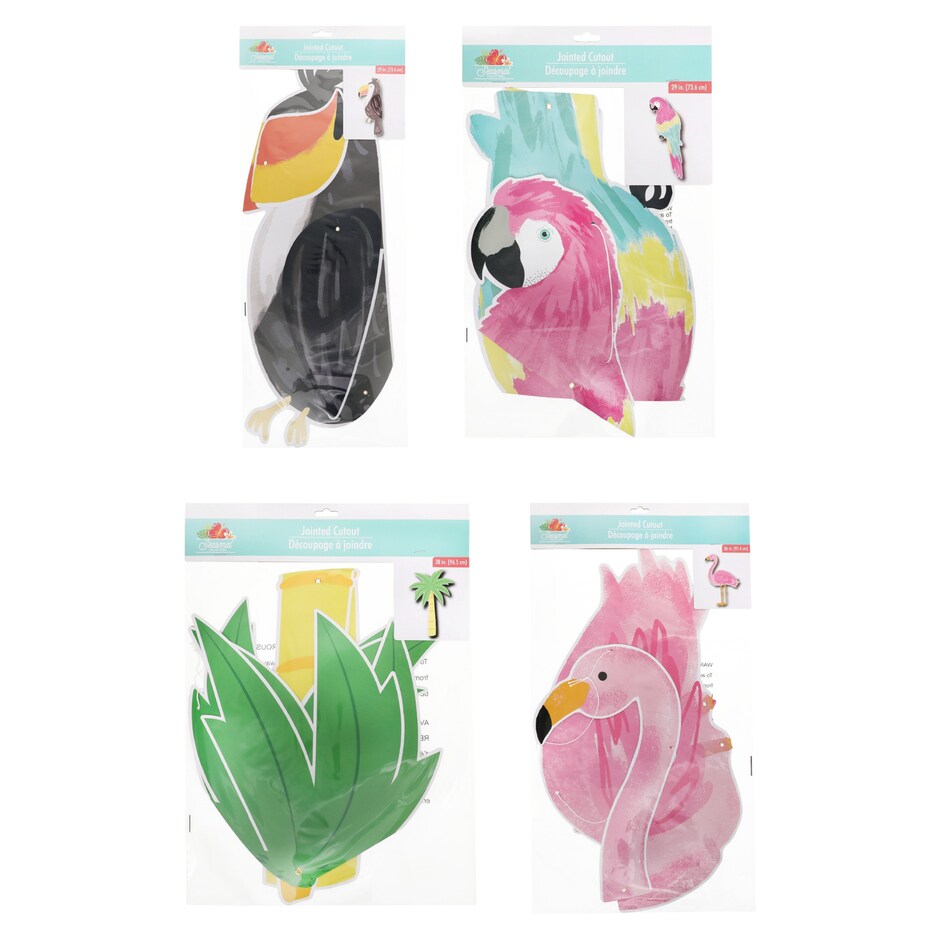 Assorted Jointed Tropical Cutout Party Decorations, 1-ct. Pack