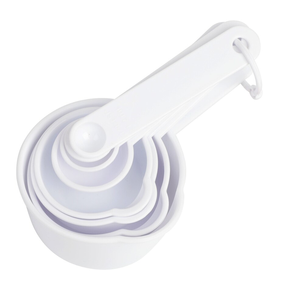 Set de Tazas y Cucharas Medidoras Blancas de Plastico pa tu Cocina 4