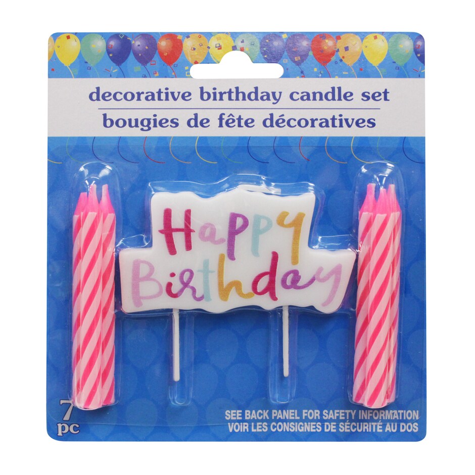 Velas Rayadas y Topper de Cumpleanos - Set de 7 Piezas 5