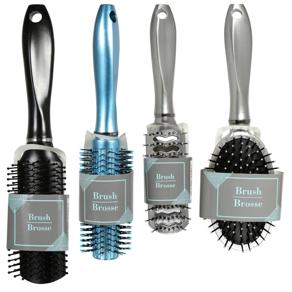Bulk Solid Color Metallic Hairbrushes, 9.375x3.125 in. Dollar Tree