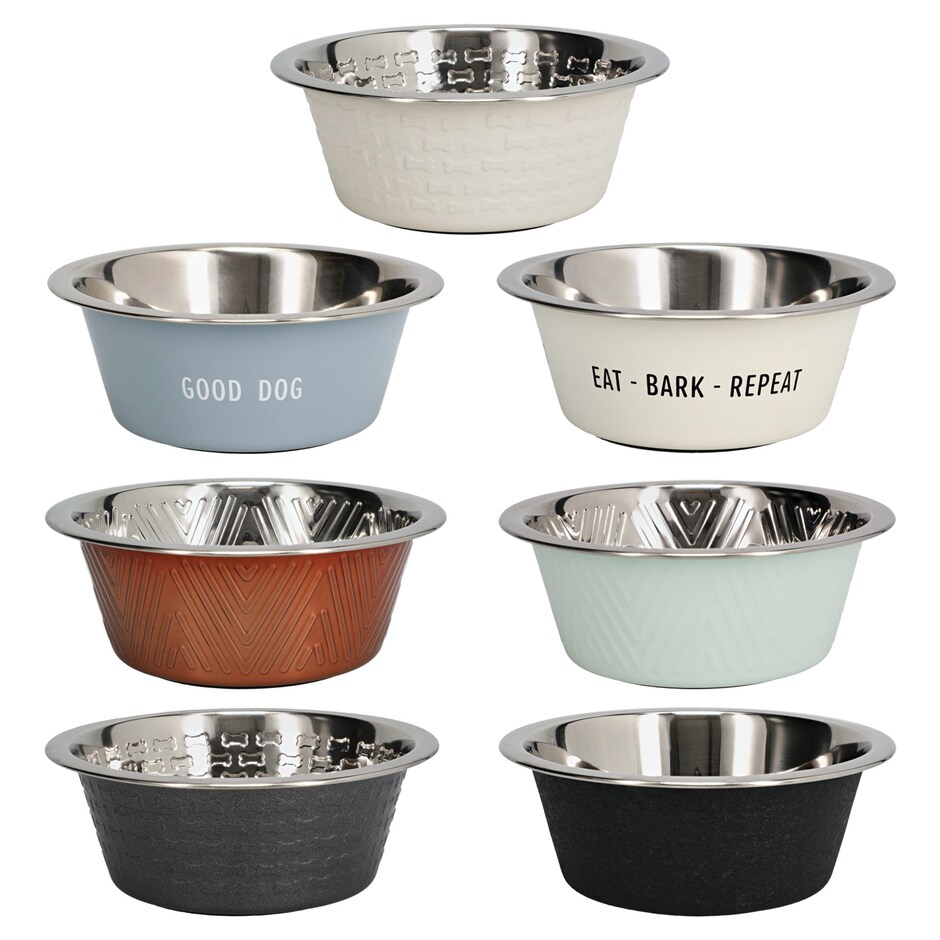 Stainless Bucket Snack Container greenbrier kennel club stainless steel pet bowls 6 5x2 5 in