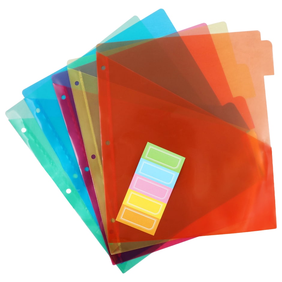 Bulk Jot Bright Plastic Index Dividers with Pockets, 5ct. Packs