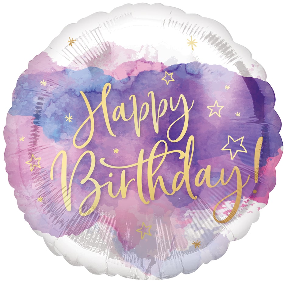 Happy Birthday Watercolor Foil Balloons, 18-in.