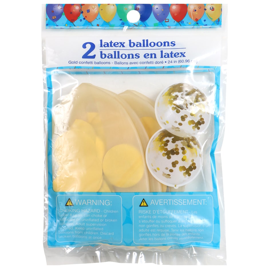 Bulk Balloons with Gold Confetti, 2ct. Packs Dollar Tree
