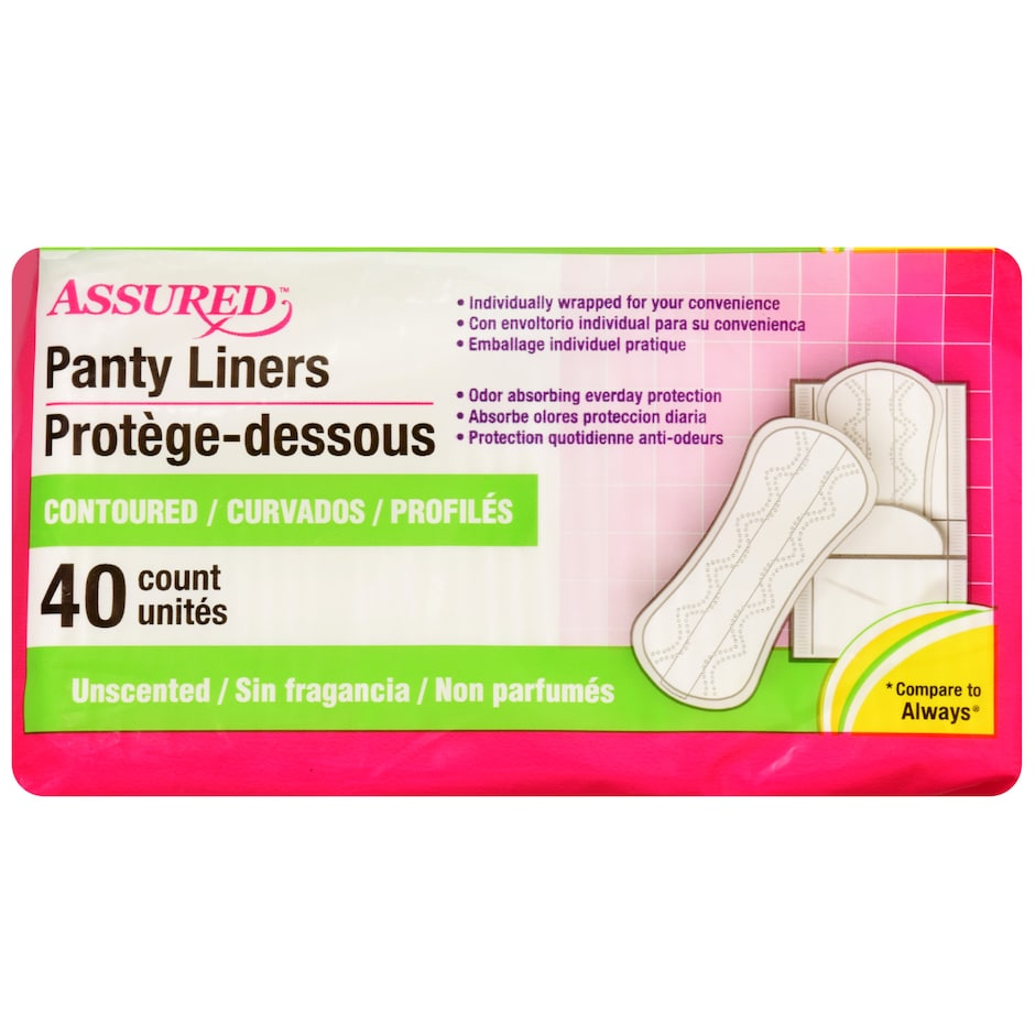 Bulk Assured OdorAbsorbing Panty Liners, 40ct. Packs Dollar Tree