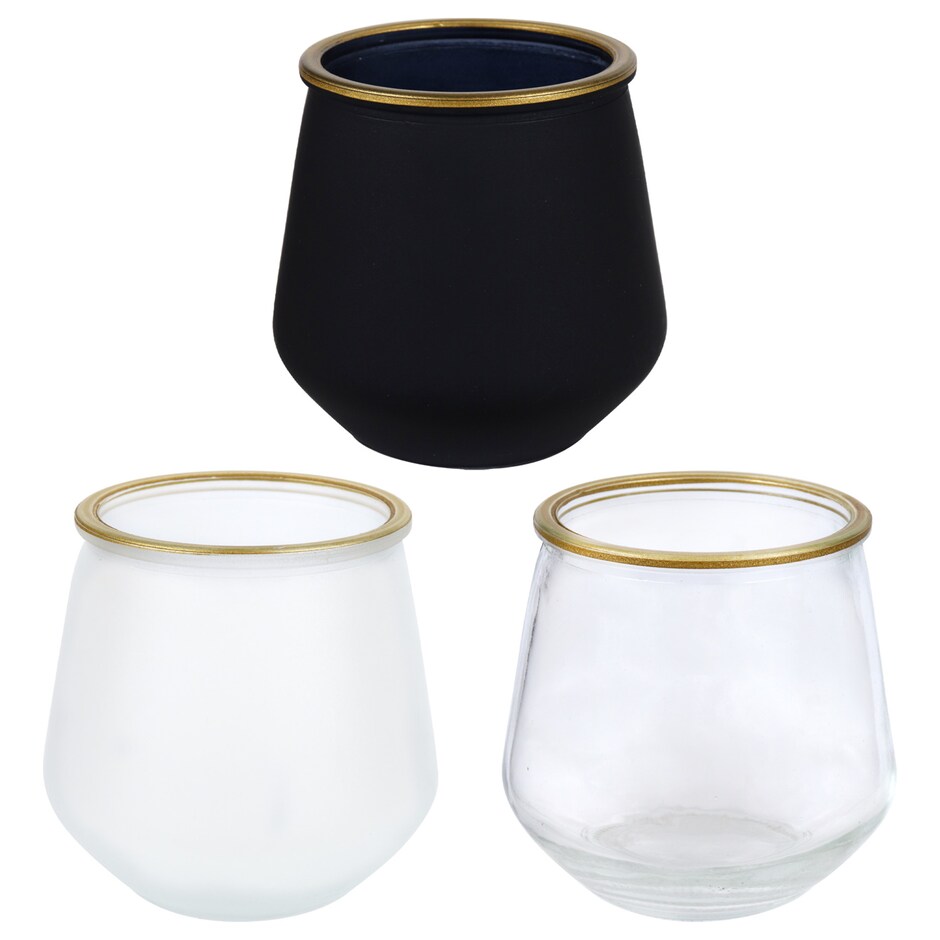 Bulk Frosted Votive Candle Holder with Gold Ring Dollar Tree
