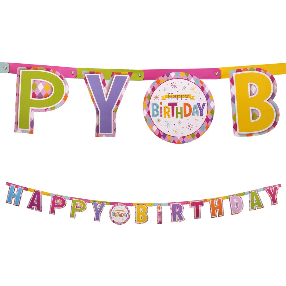 Happy Birthday Diamond Party Letter Banners, 7 ft.