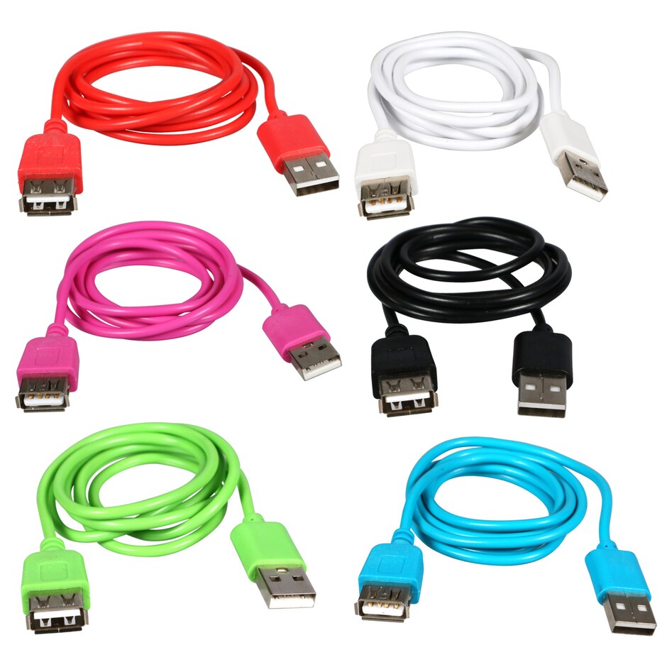 Bulk ECircuit Colorful USB Extension Cables, 29.25 in. Dollar Tree