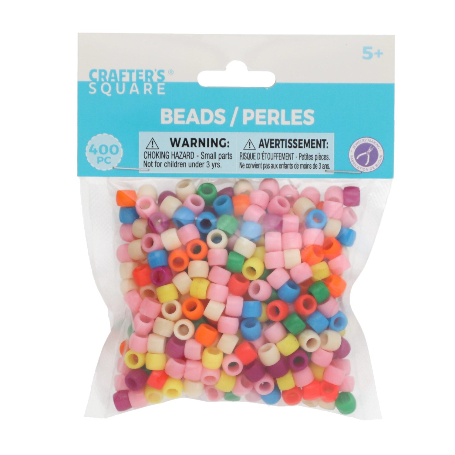 Crafter's Square Plastic Pony Beads, 400-ct. Packs — coming to Dollar Tree Aug 21, 2026