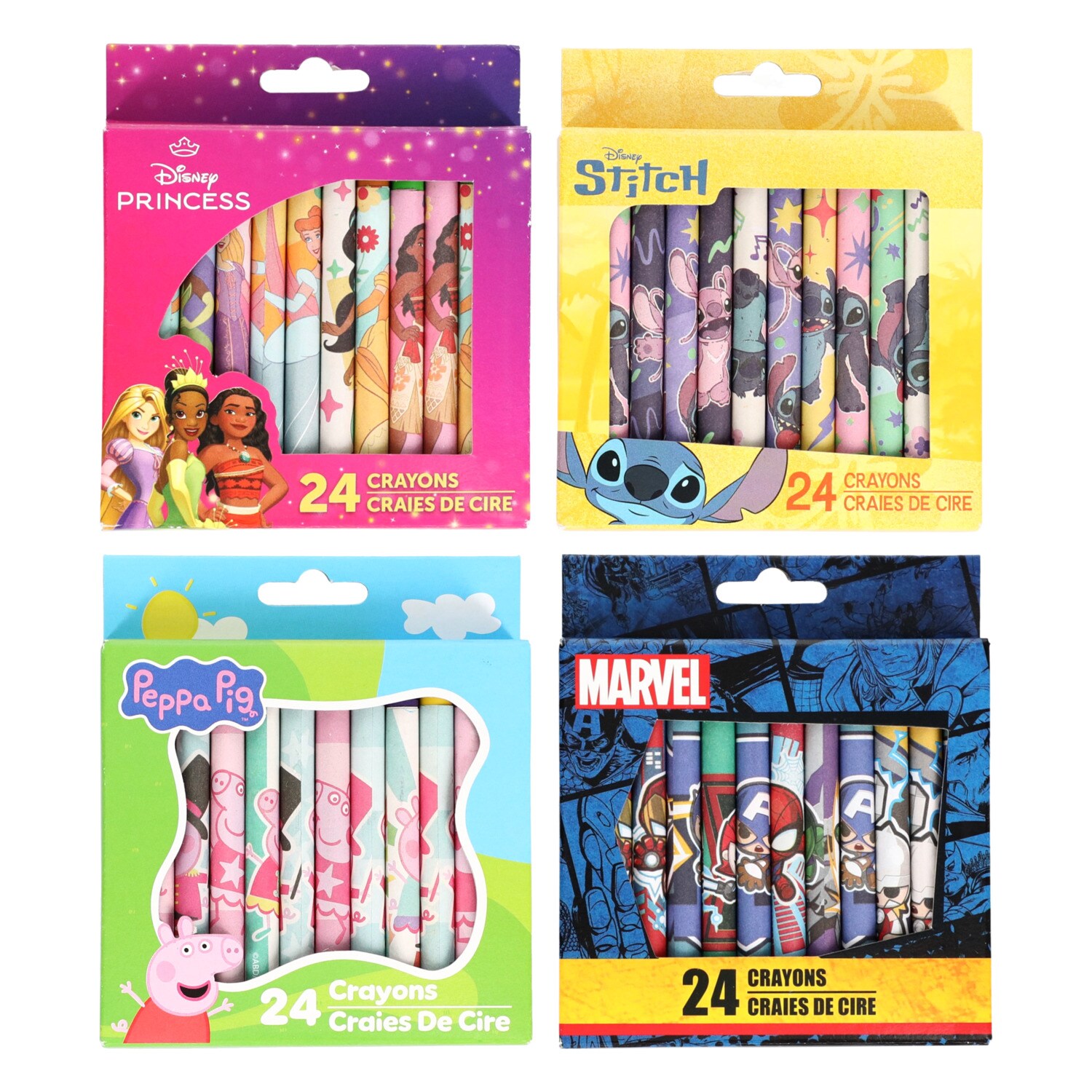 Licensed Characters Crayons, Assorted Characters, 24-pc Pack. — coming to Dollar Tree Sep 4, 2026