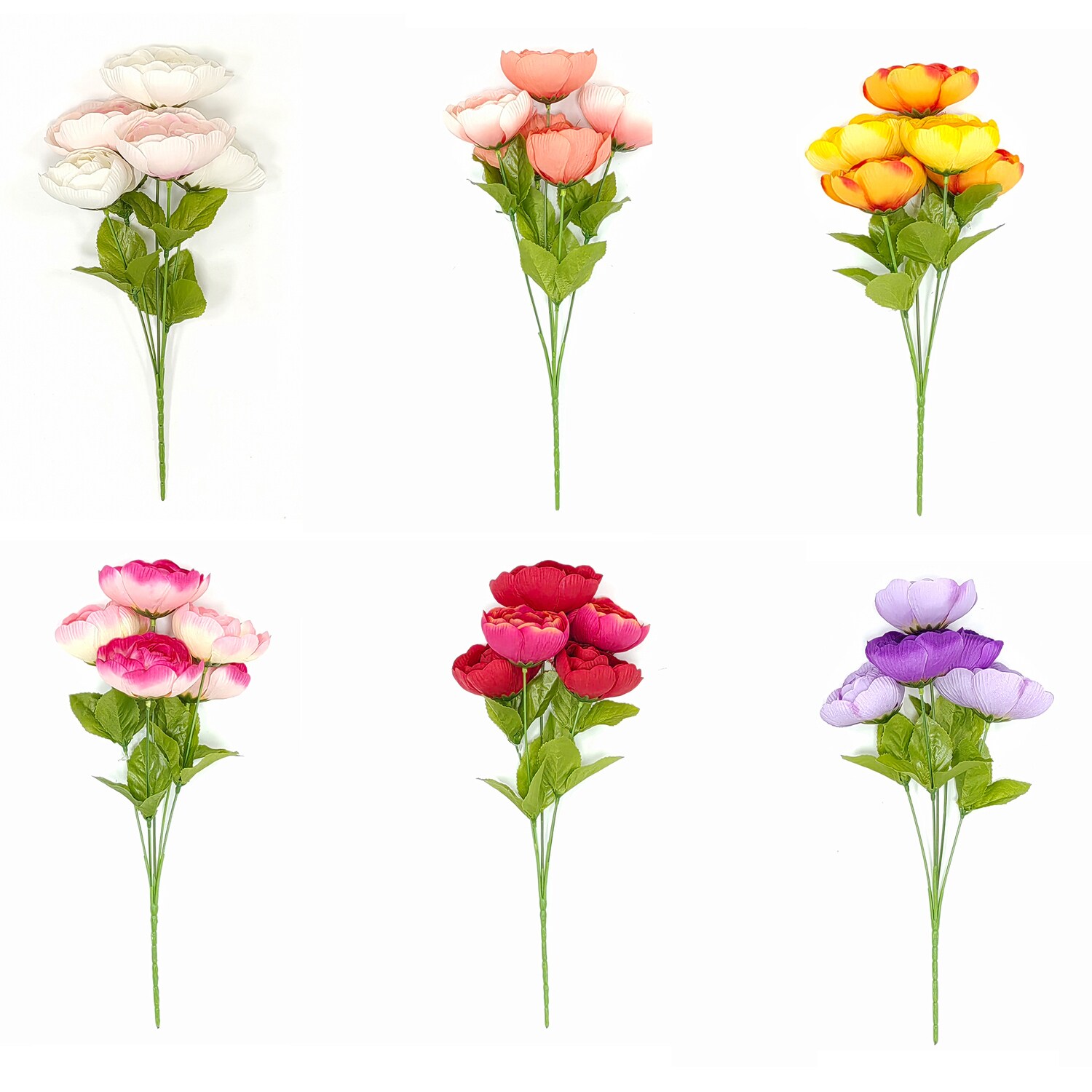 Floral Garden 6-Stem Artificial Ranunculus Flower Bushes, 13.75x6.125 in. — coming to Dollar Tree Nov 18, 2026