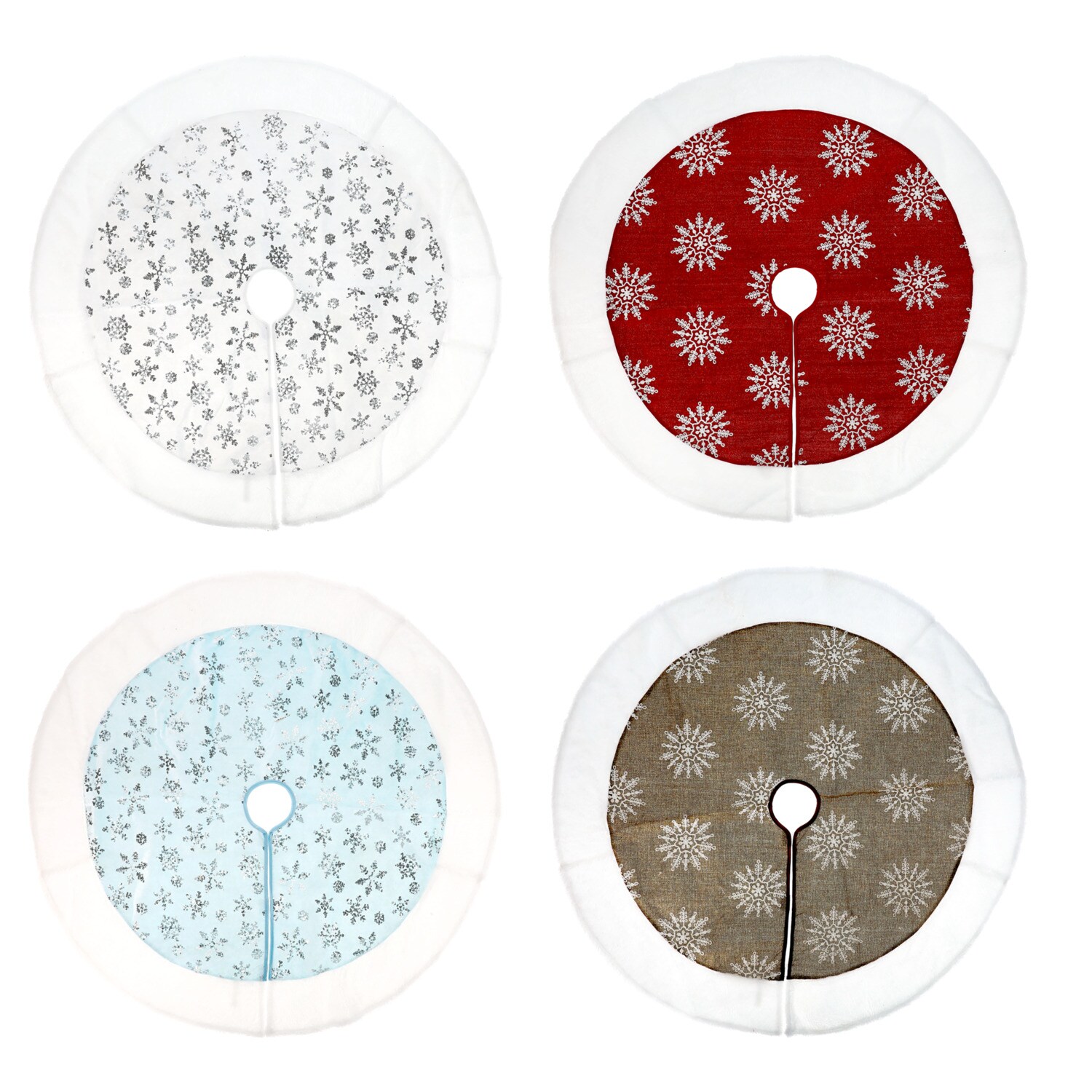 Season's Cheer Snowflake-themed 38-inch Tree Skirt, Assorted Designs, 1-ct. — coming to Dollar Tree Sep 16, 2026