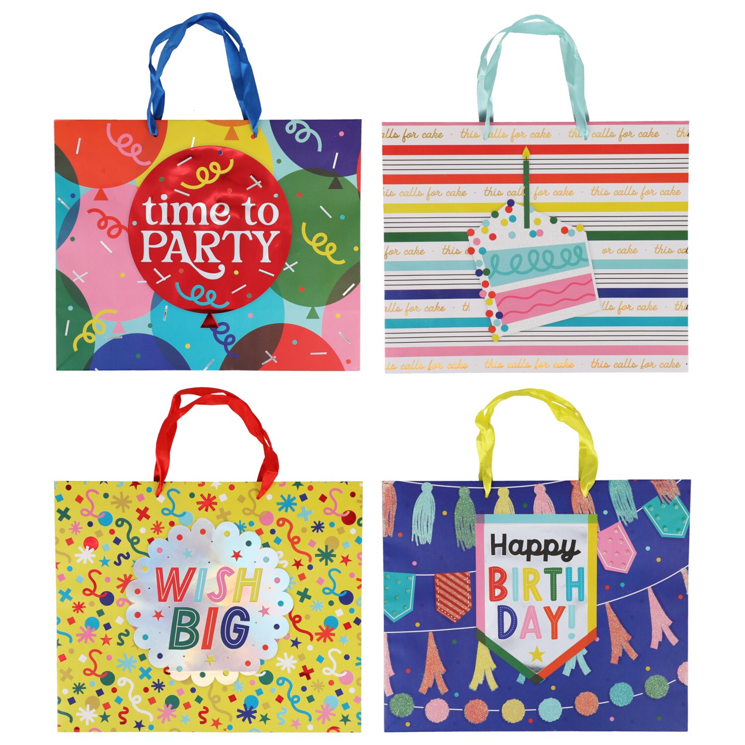 Voila Birthday-themed Large Gift Bag, Assorted Designs — coming to Dollar Tree Jan 15, 2027