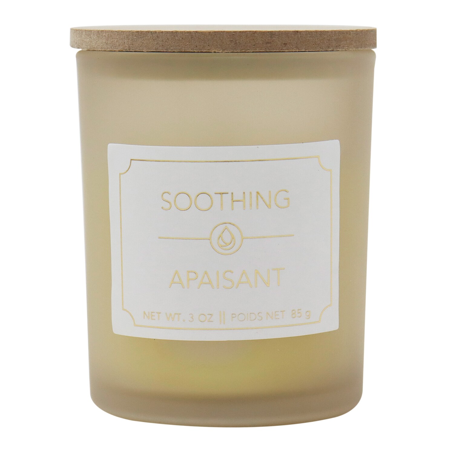 Soothing Scented Candle in Frosted Glass with Wood Lid, 3 oz. — coming to Dollar Tree Sep 7, 2026