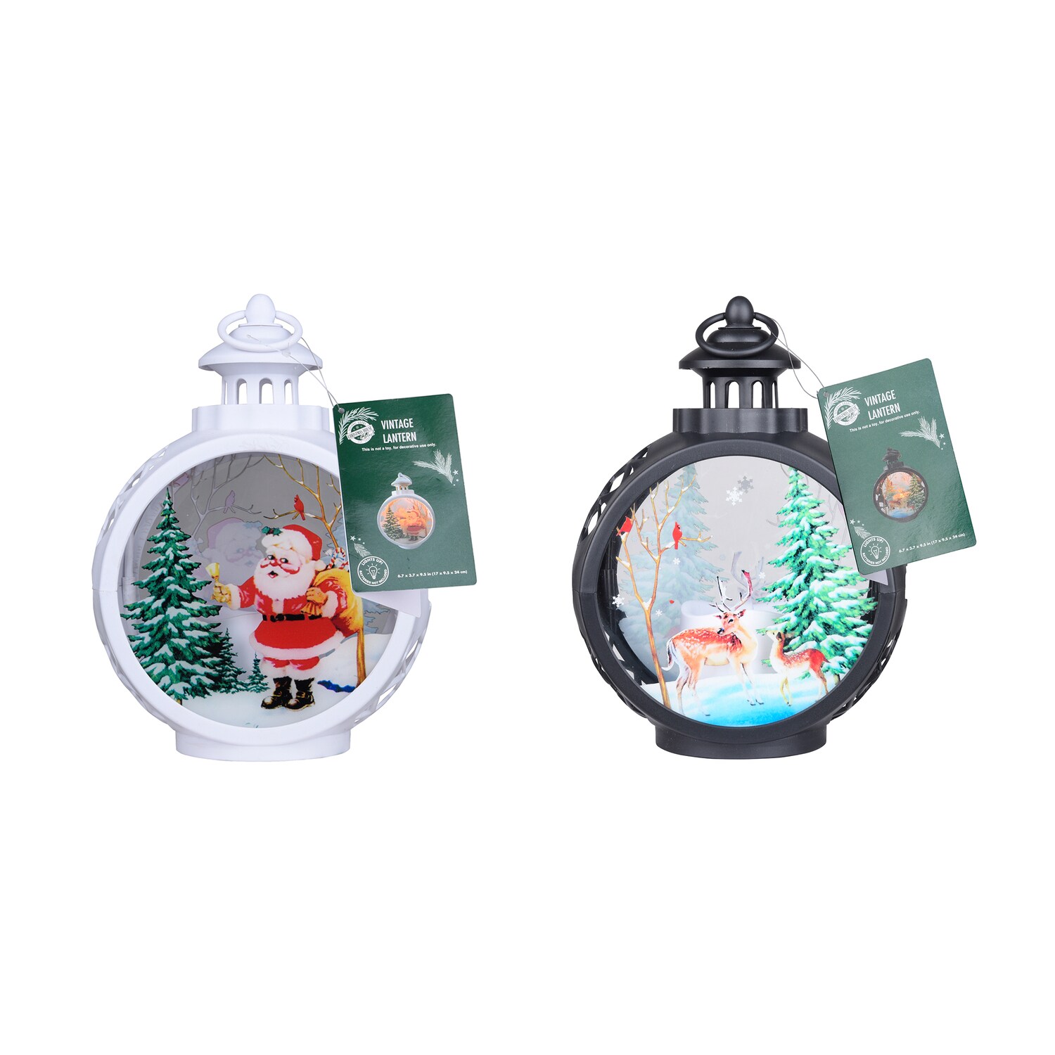 Christmas-Themed Round Plastic LED Lanterns, 7.9x3.7x9.8 in. — coming to Dollar Tree Sep 30, 2026