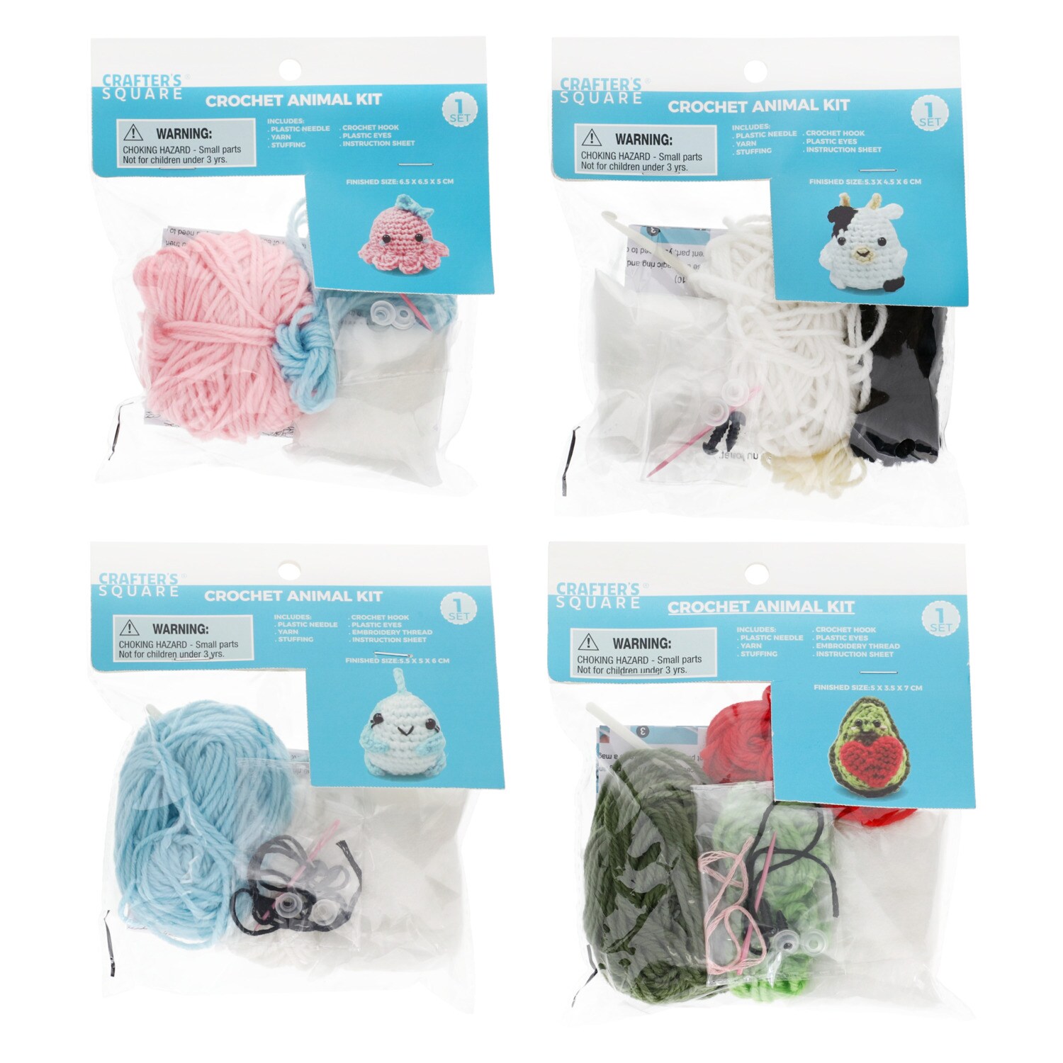 Crafters Square Crochet Kit, Assorted Animals And Fruit. — coming to Dollar Tree Sep 18, 2026