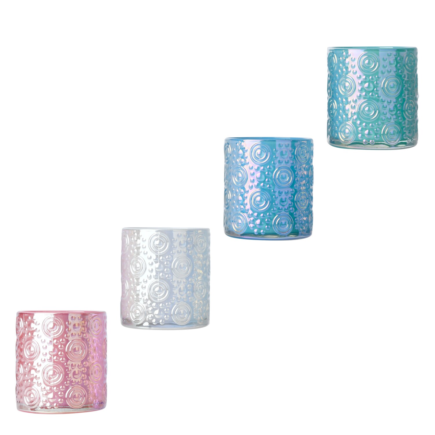 Iridescent Glass Candle Holder, Assorted Colors, 1-ct. — coming to Dollar Tree Sep 25, 2026
