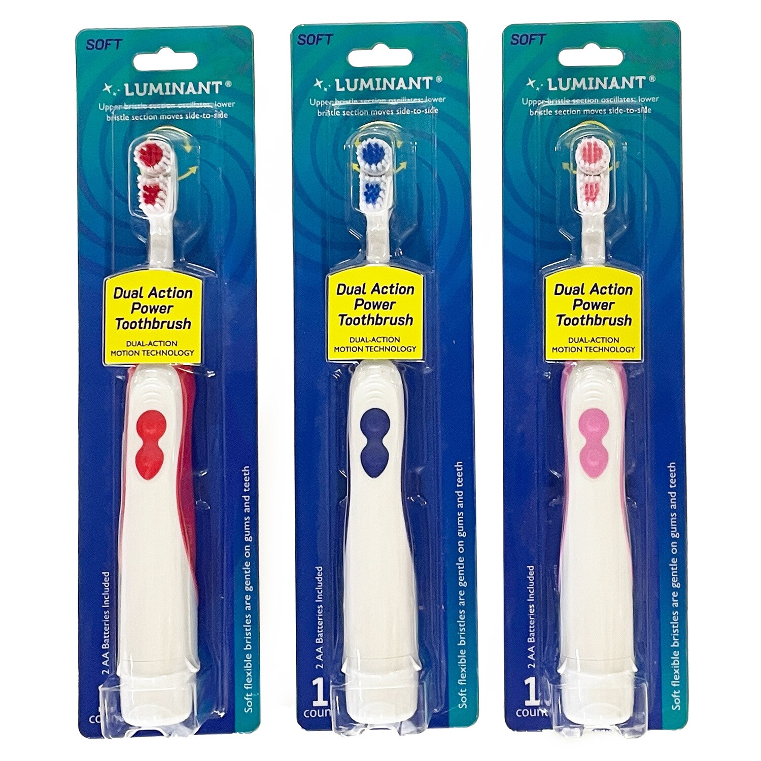 Luminant Dual-Action Power Toothbrush, Assorted Colors — coming to Dollar Tree Oct 17, 2026