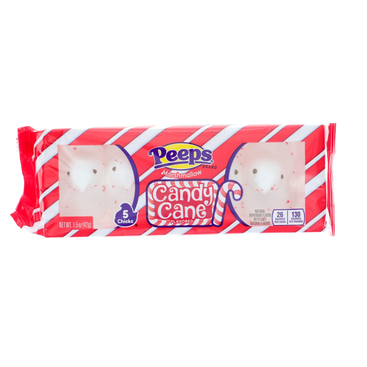 Peeps Candy Cane-flavored Marshmallow Chicks, 5-pc Pack. — coming to Dollar Tree Sep 10, 2026