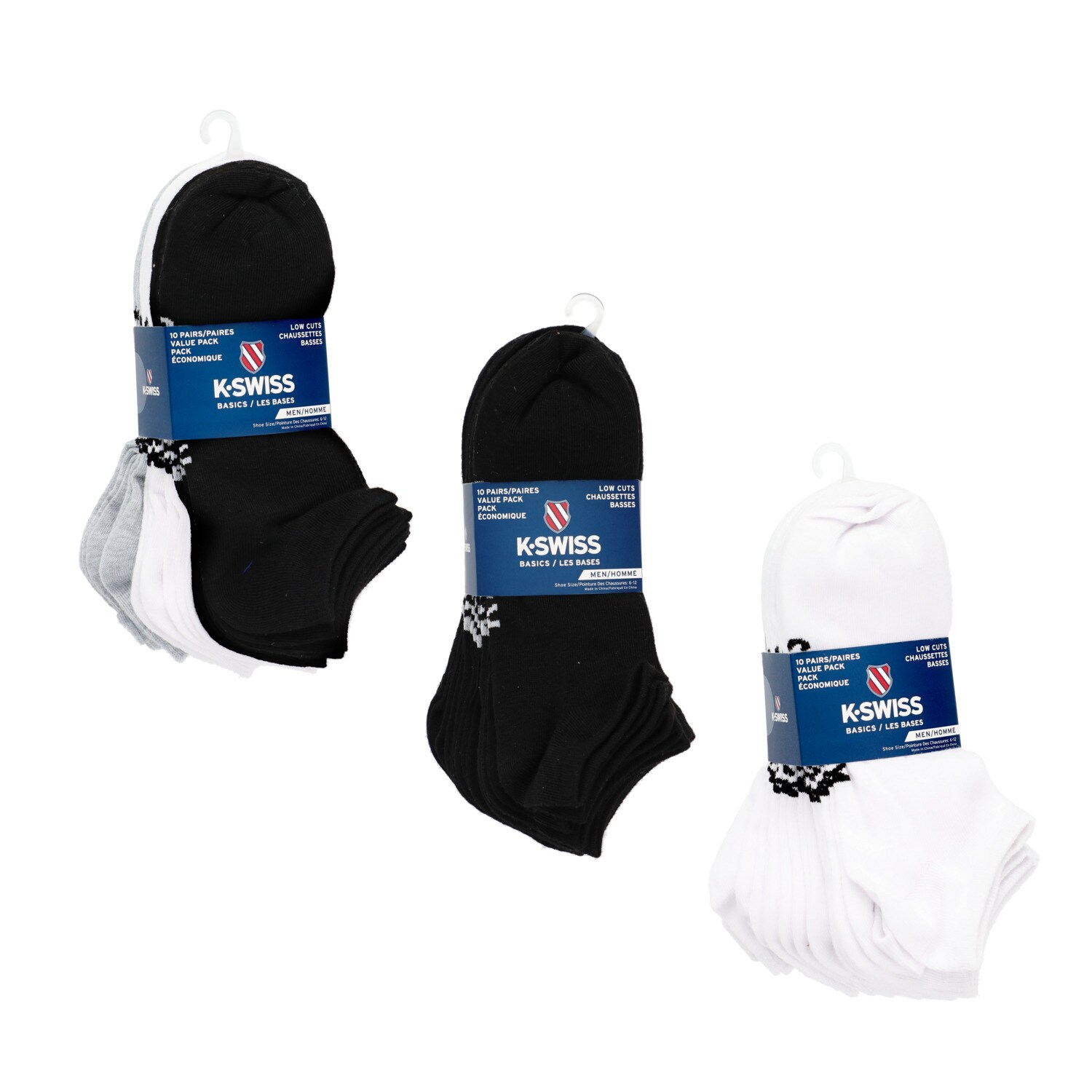 Kswiss Basics Men's Low Cut Socks Sizes 6-12, Assorted Colors, 10-pair Pack. — coming to Dollar Tree Aug 21, 2026