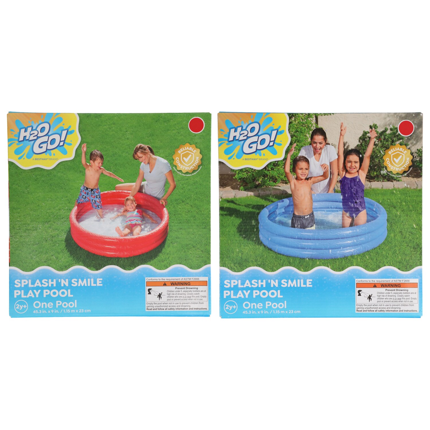 H20 Go Splash 'n Smile 3-Ring Inflatable Play Pool, Assorted Colors, 1-ct. — coming to Dollar Tree Feb 17, 2027