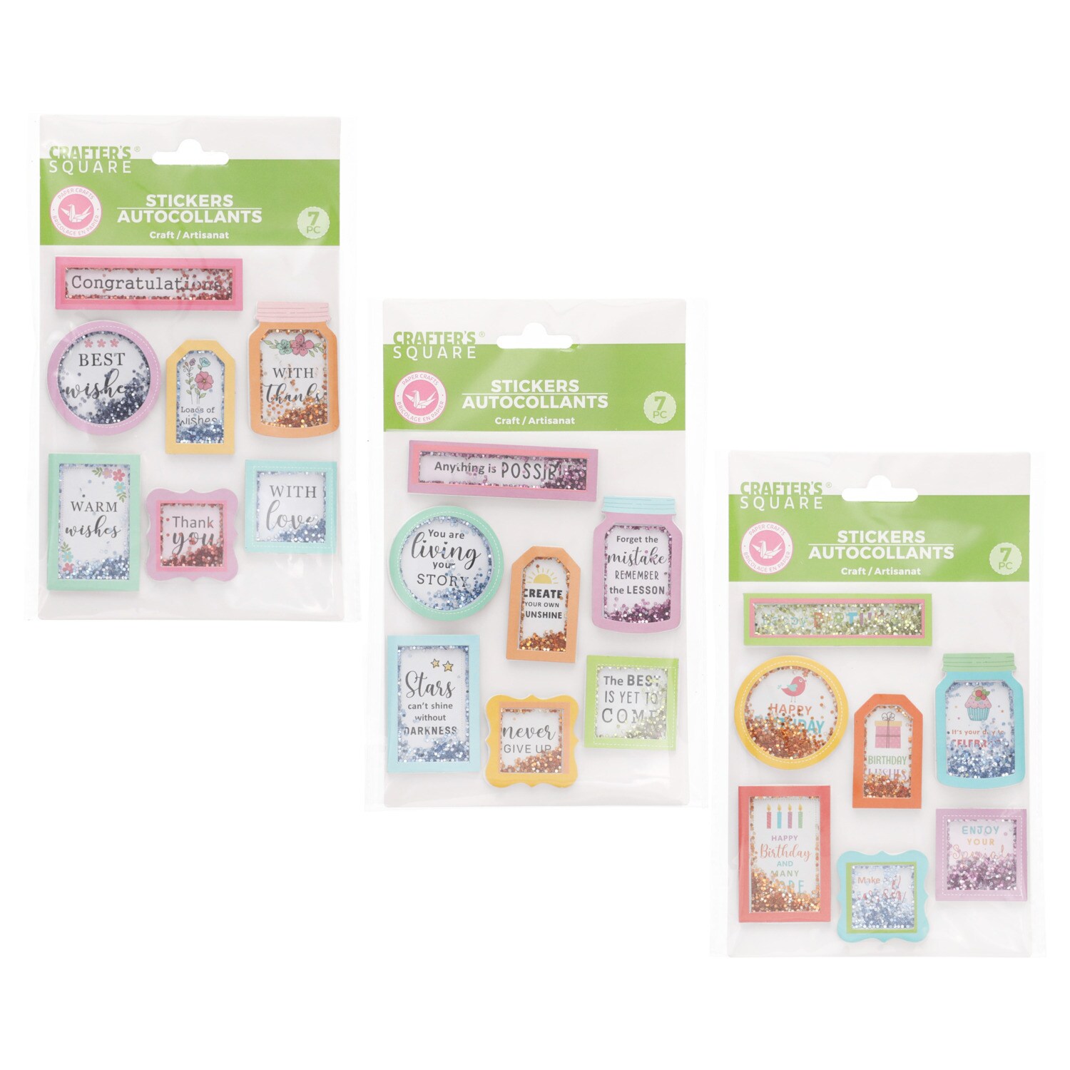 Crafters Square Stickers, Assorted Designs, 7-pc Pack. — coming to Dollar Tree Aug 28, 2026