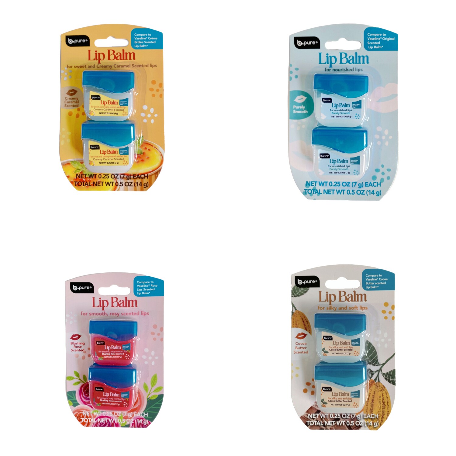 B Pure Lip Balm, Assorted Scents, 2-pc Pack — coming to Dollar Tree Aug 28, 2026