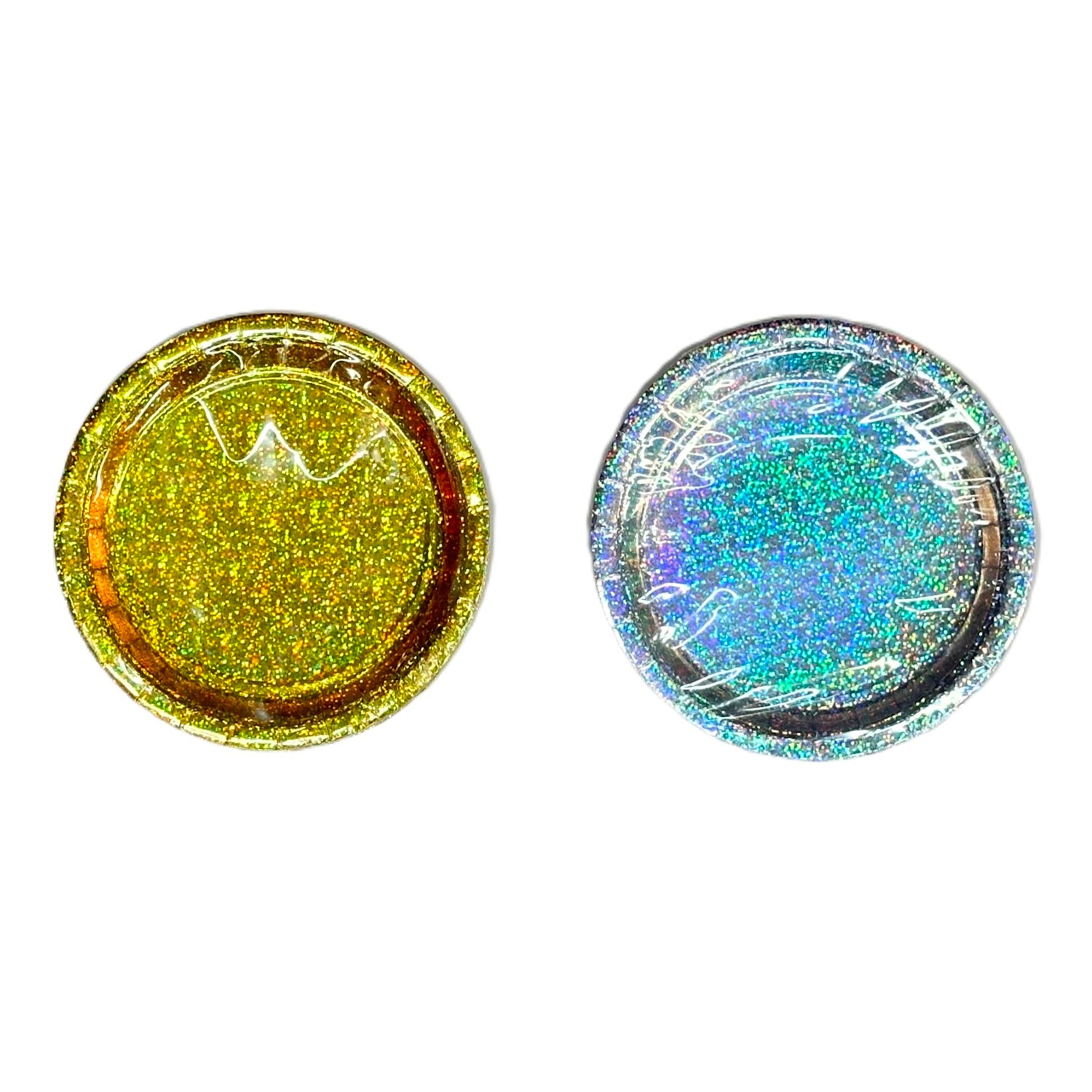 Holographic Round Plate, Assorted Colors, 10-pc Pack — coming to Dollar Tree Sep 1, 2026