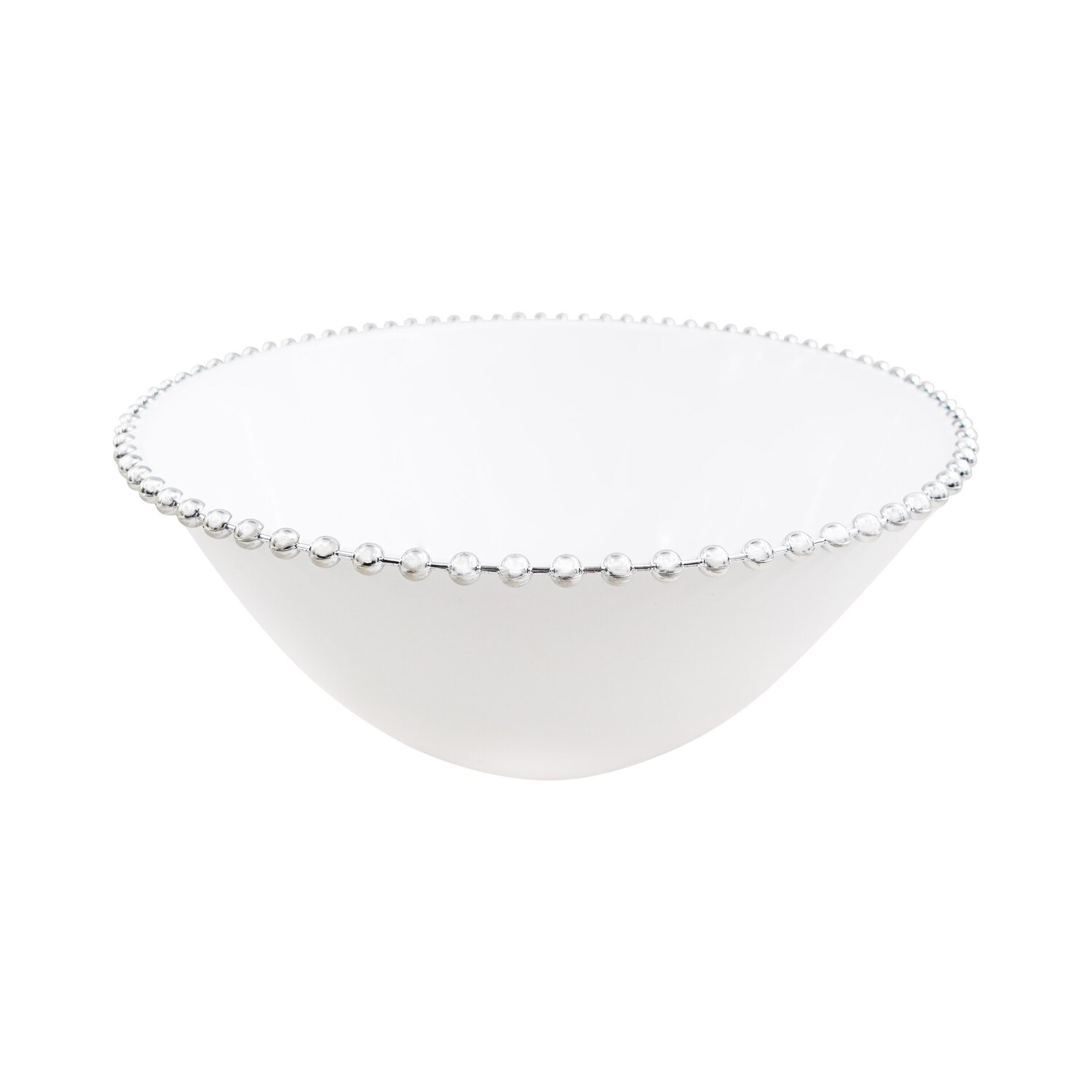 Silver-Beaded Rim White Bowl. — coming to Dollar Tree Nov 11, 2026