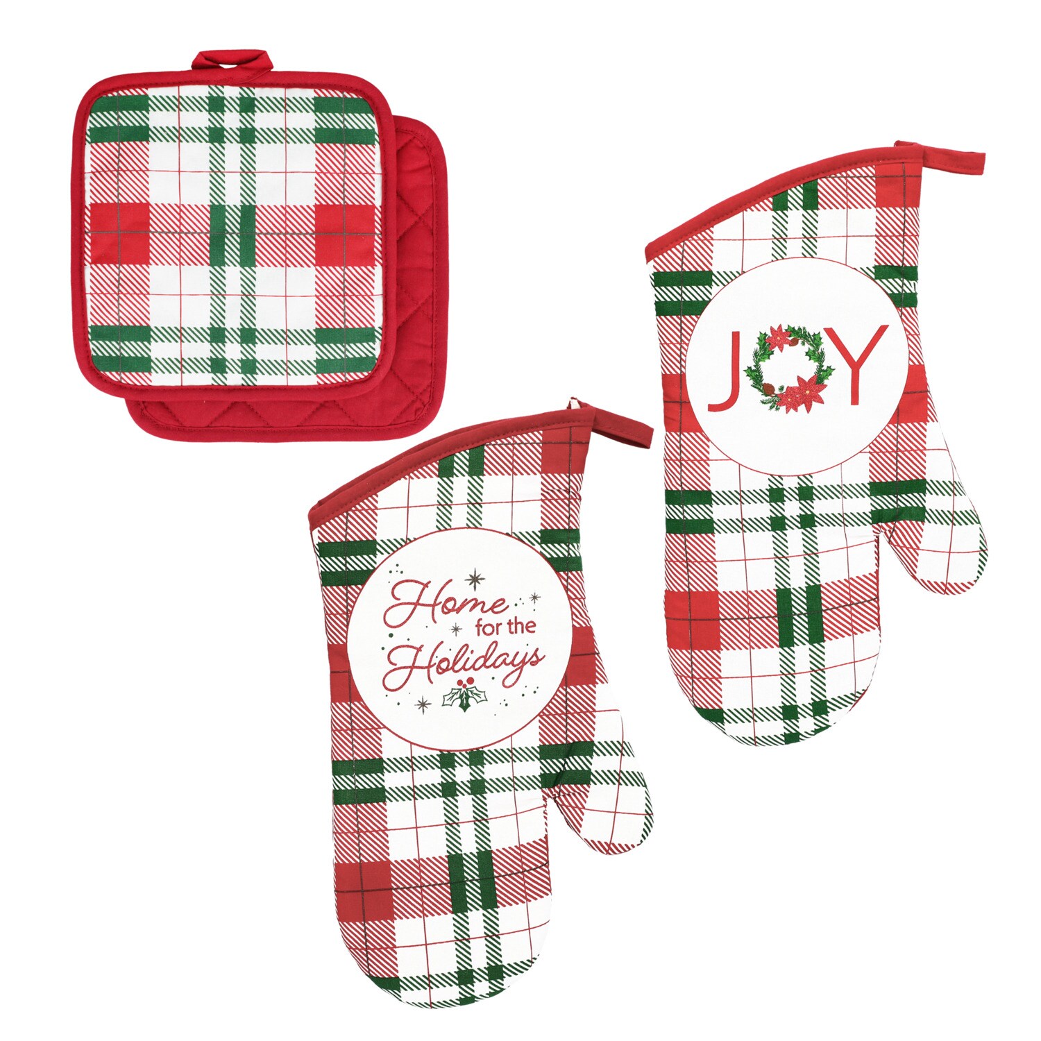 Christmas House Plaid Oven Mitt And Potholder, Assorted Designs — coming to Dollar Tree Sep 18, 2026