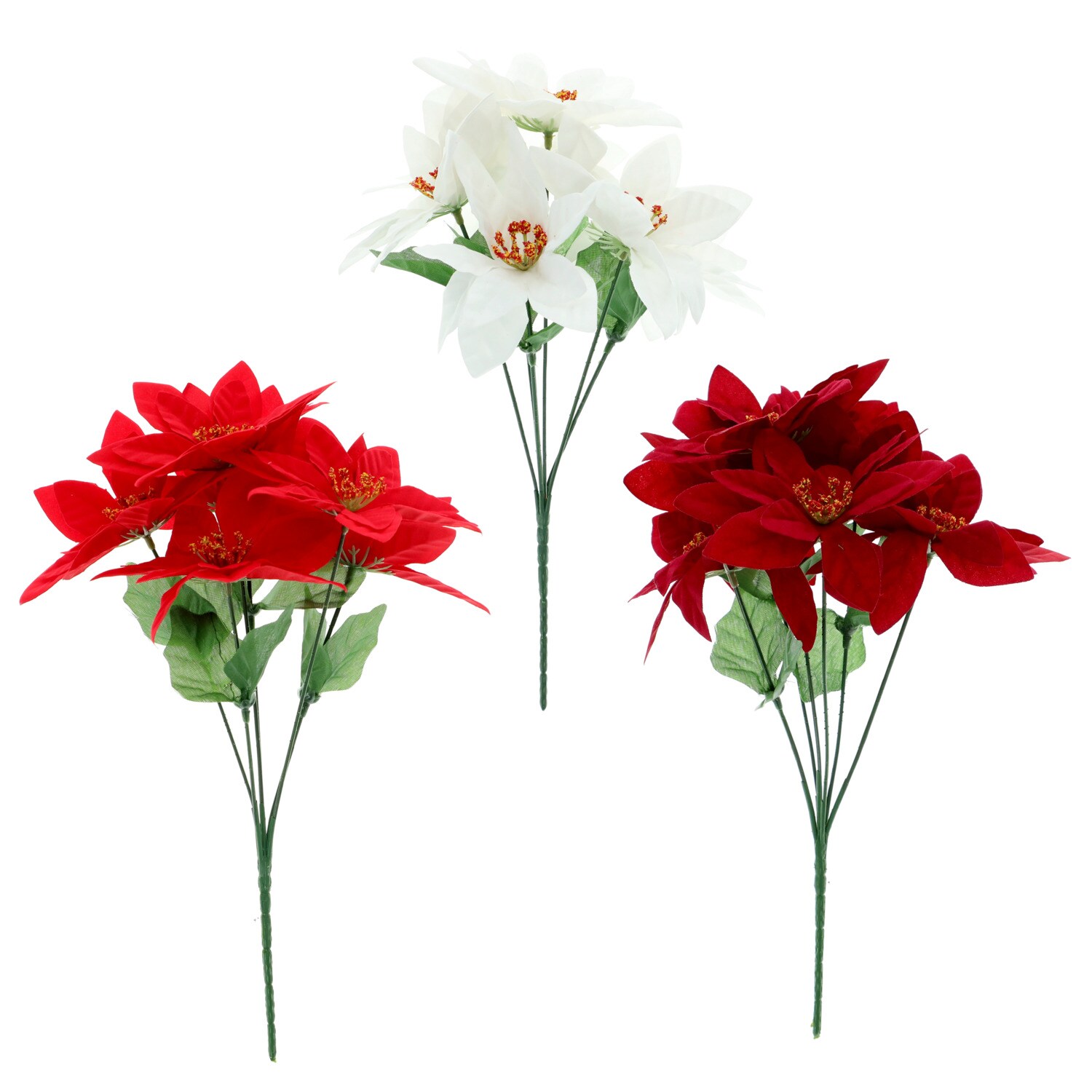 Christmas House Artificial Velvet Poinsettia Bush, Assorted Colors — coming to Dollar Tree Sep 17, 2026