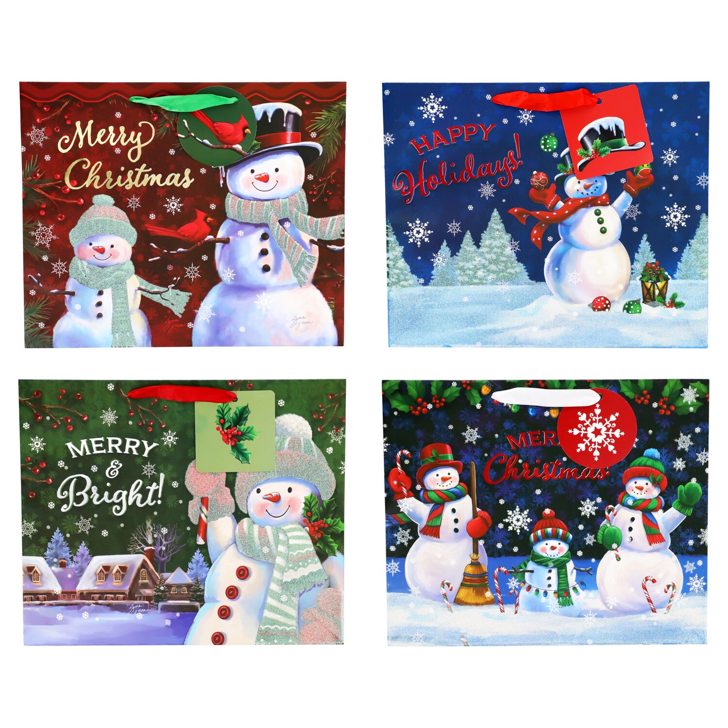 Voila Large Horizontal Christmas Snowman Gift Bag, Assorted Designs — coming to Dollar Tree Sep 26, 2026