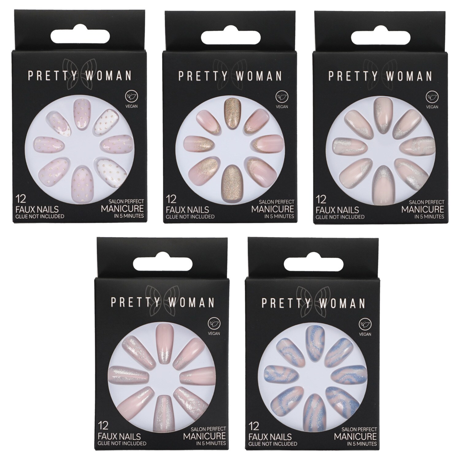 Pretty Woman Glitter Faux Nails, Assorted Styles, 12-pc Pack. — coming to Dollar Tree Aug 21, 2026