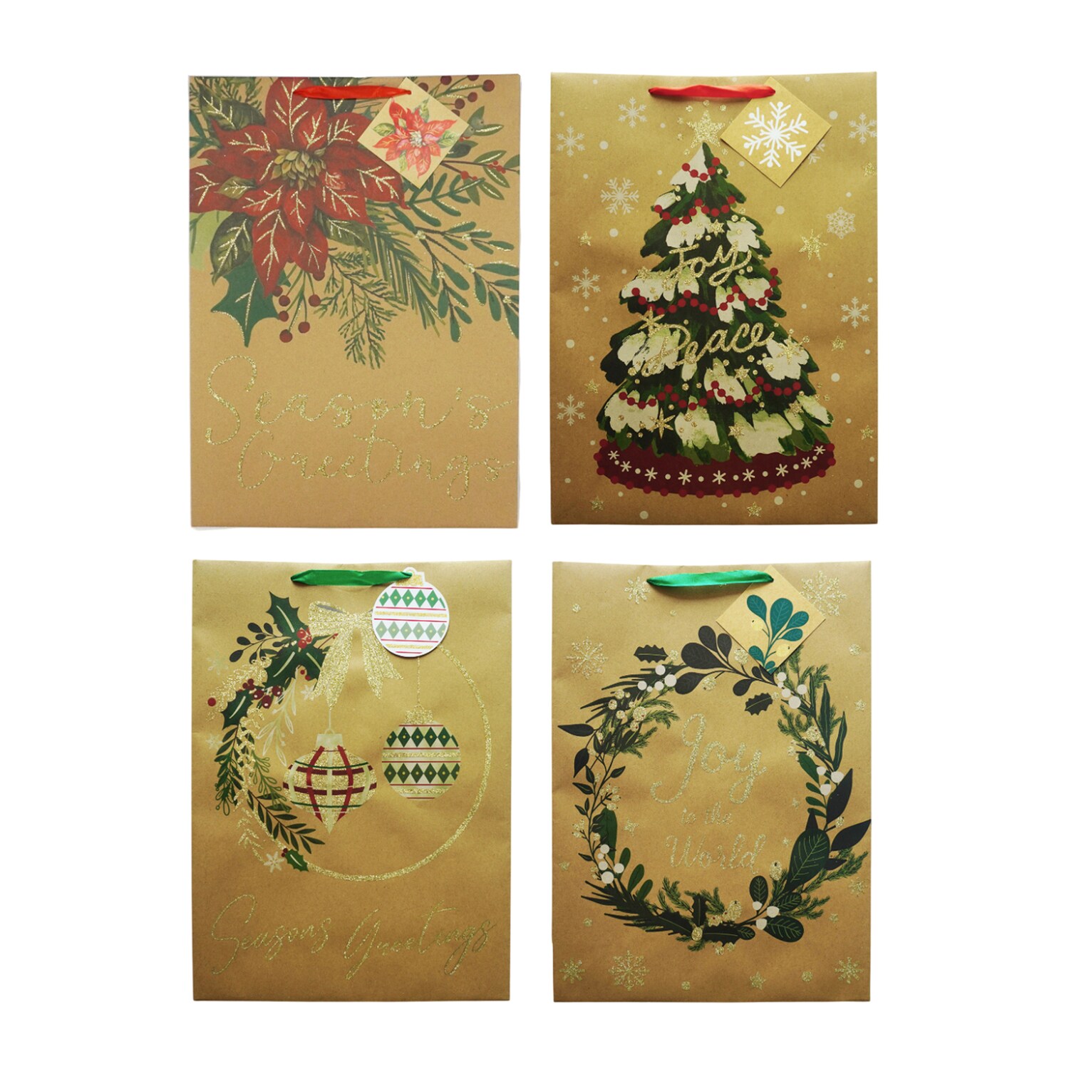 Christmas Glitter Gift Bag, Assorted Designs — coming to Dollar Tree Sep 30, 2026