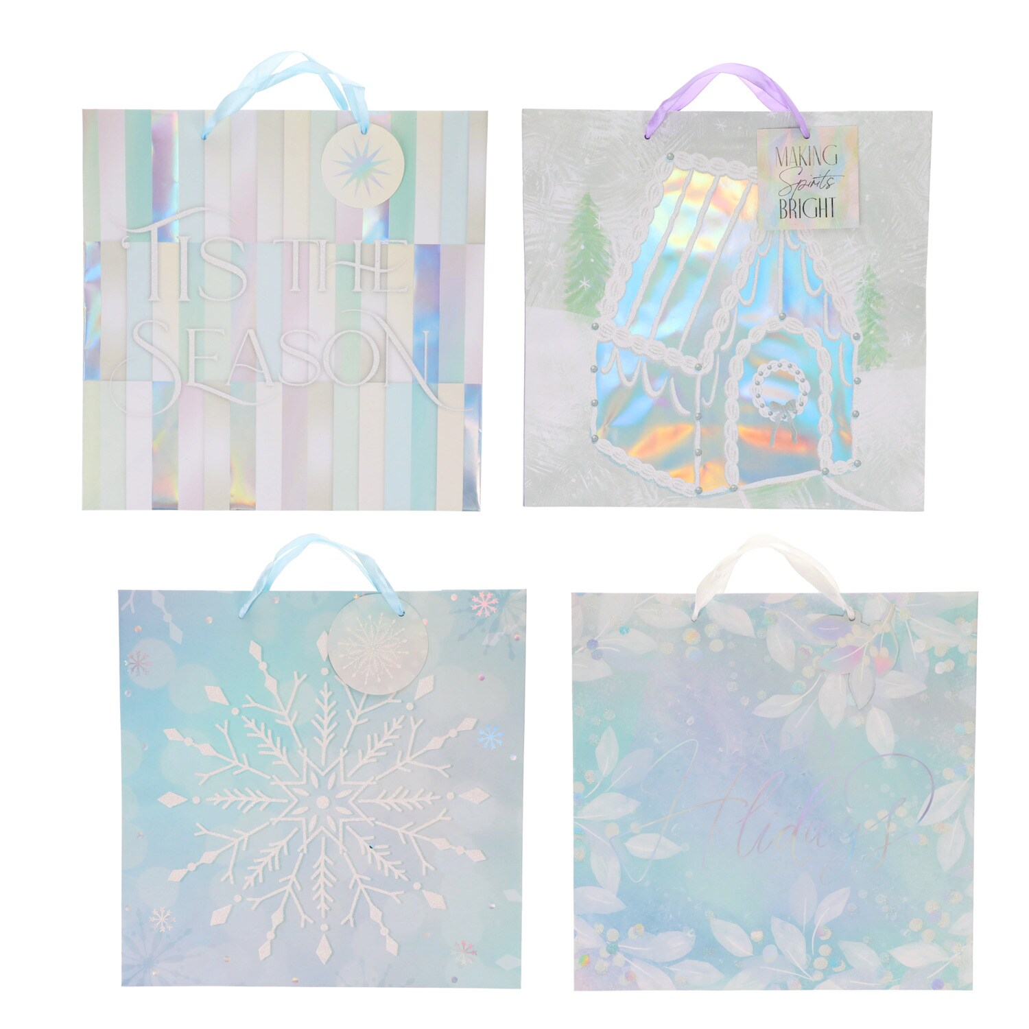 Large Christmas-themed Traditional Flocked Gift Bag, Assorted Designs, 1-ct. — coming to Dollar Tree Sep 30, 2026