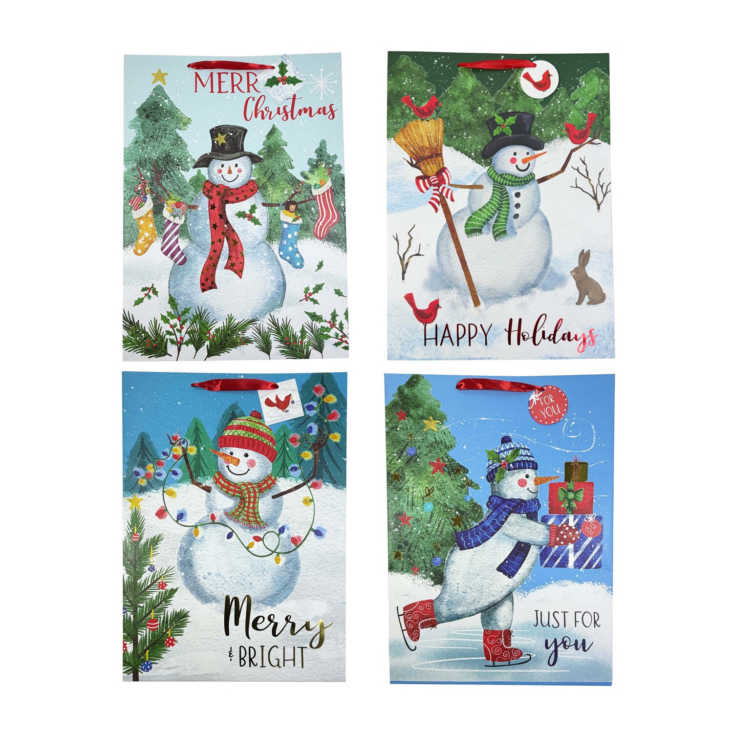 Snowman Theme XL Gift Bag, Assorted Designs — coming to Dollar Tree Sep 30, 2026