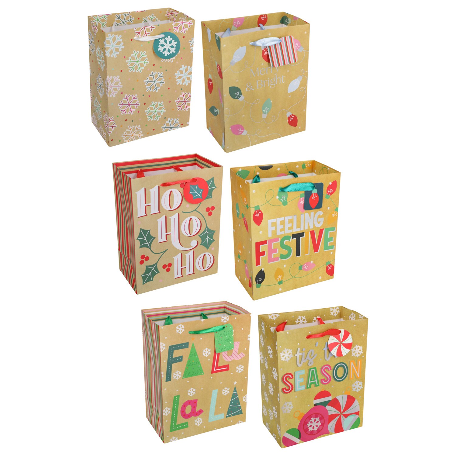 Seasonal Collection Brown Christmas Gift Bag, Assorted Designs, 2-pc Pack. — coming to Dollar Tree Sep 30, 2026