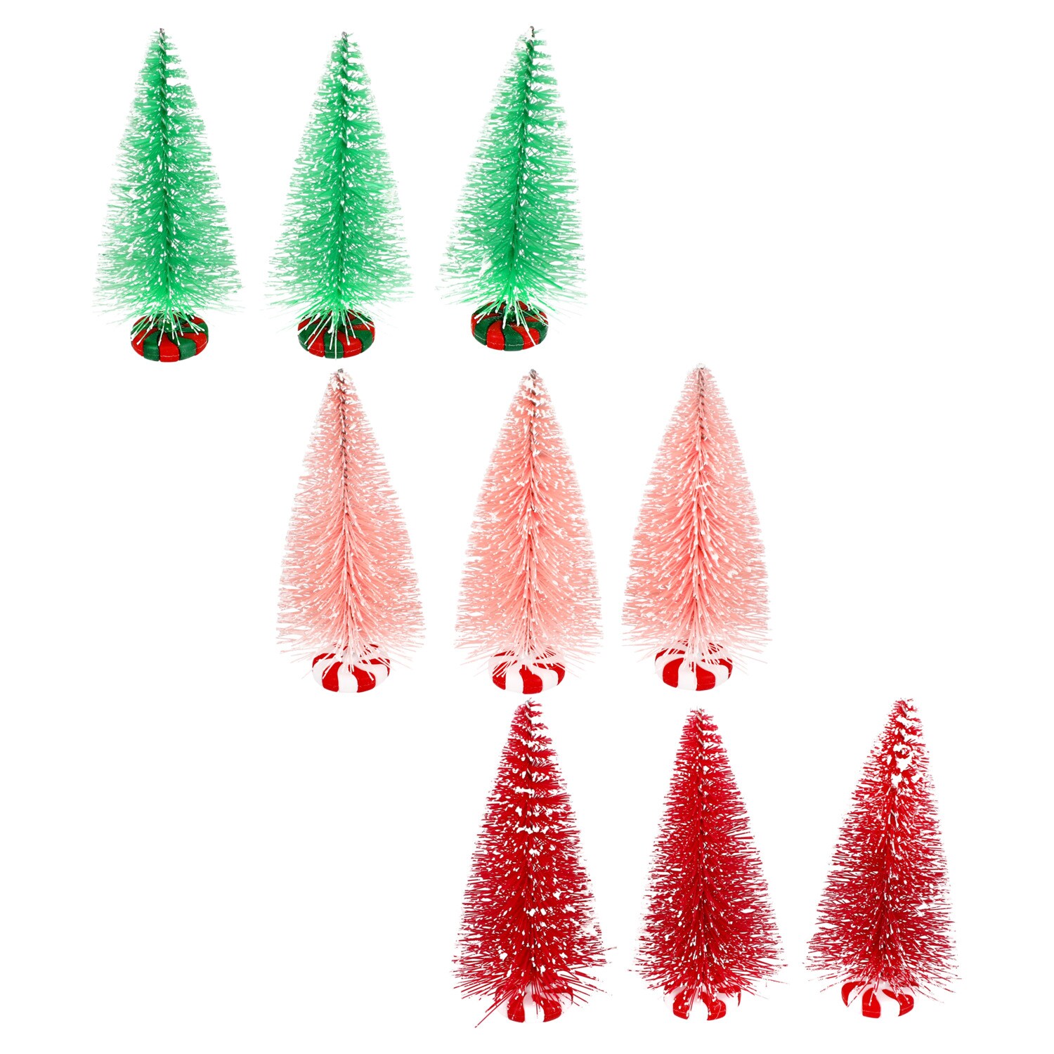 Cobblestone Corners Winter Village Mini Christmas Tree Decor, Assorted colors, 3-pc Pack — coming to Dollar Tree Aug 22, 2026