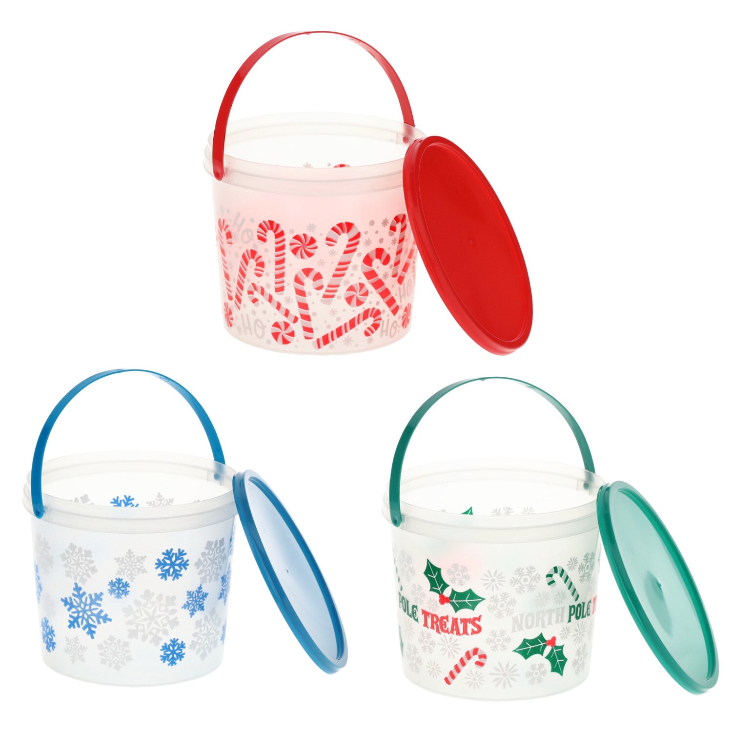 Christmas House Festive-Themed Gift Buckets With Lids, Assorted Colors, 2-pc Pack. — coming to Dollar Tree Sep 16, 2026
