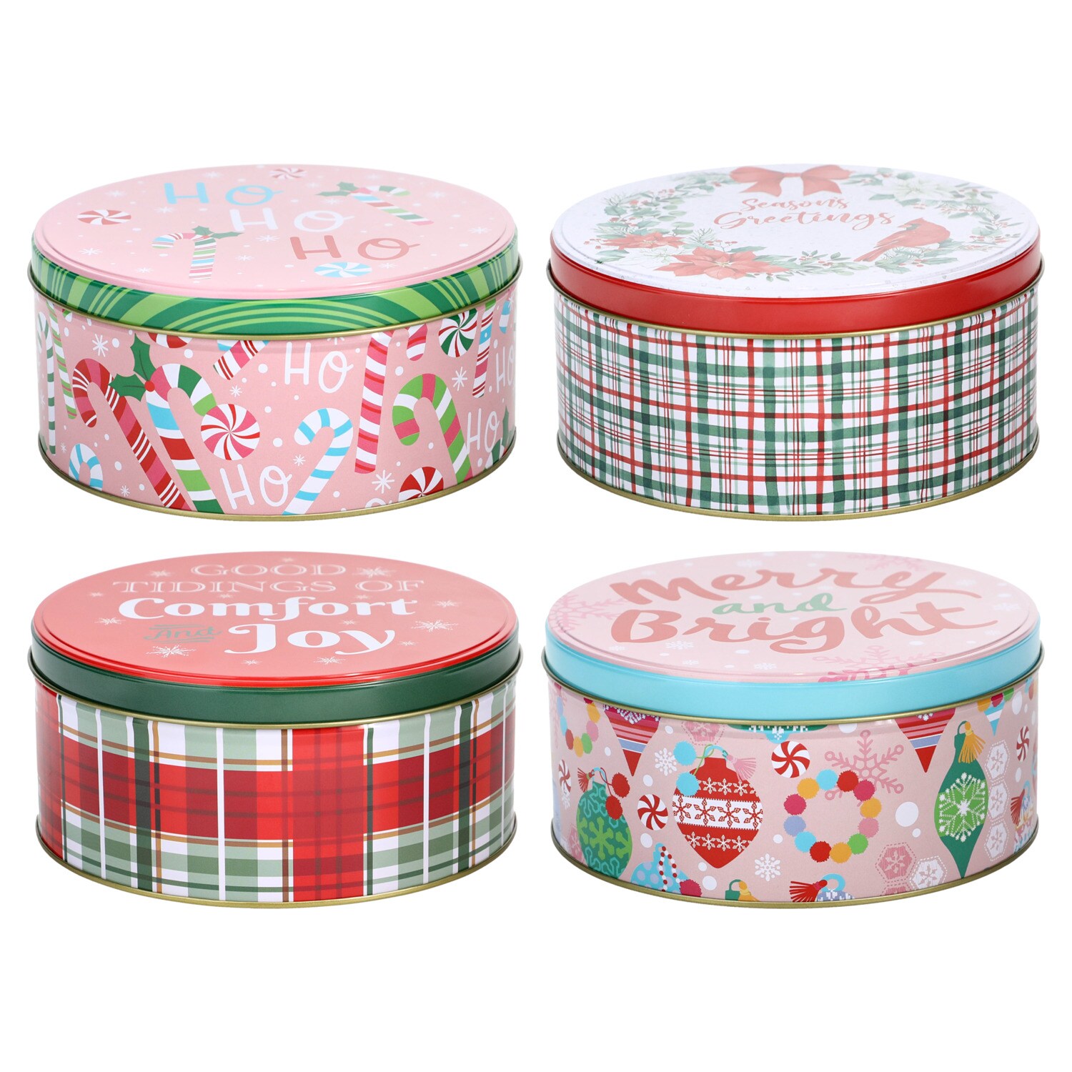 Christmas House Round Printed Tin, Assorted Sizes And Designs, 2-pc Pack — coming to Dollar Tree Aug 26, 2026