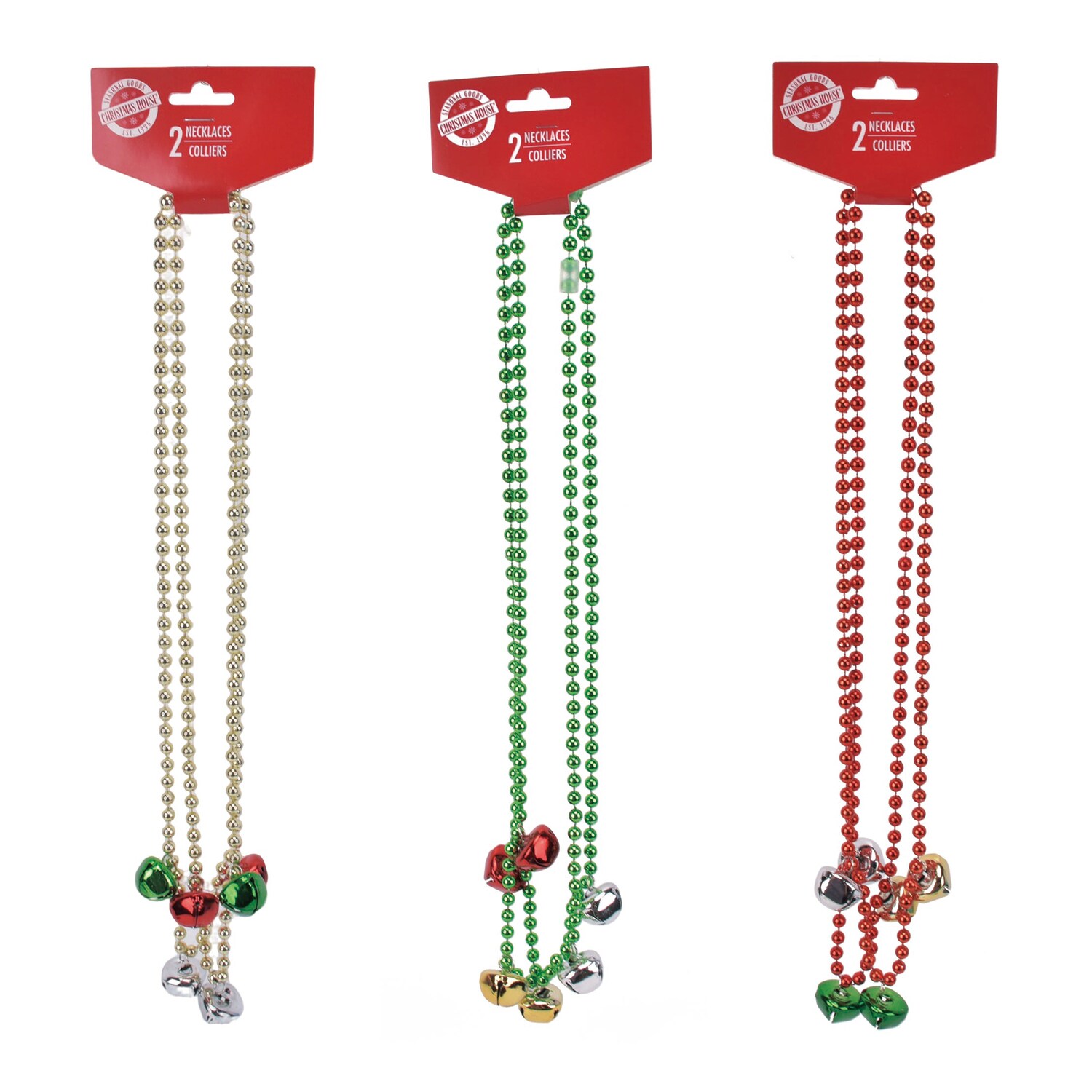 Christmas House Beaded Bell Necklace, Assorted Colors, 2-pc Pack — coming to Dollar Tree Sep 16, 2026